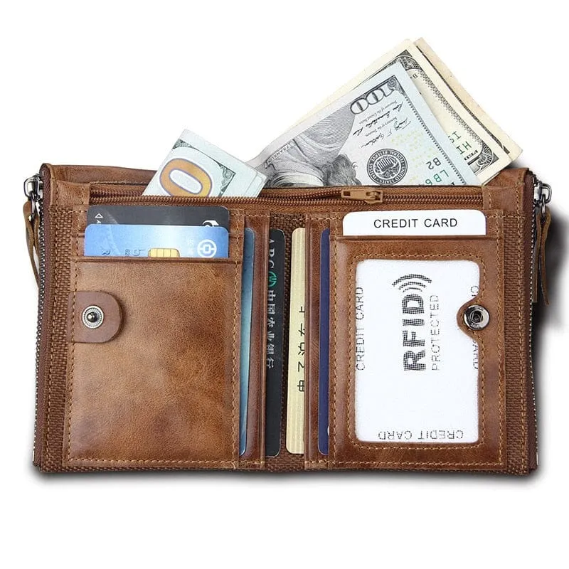 Bifold Genuine Leather RFID Protected Wallet - 5 Colors