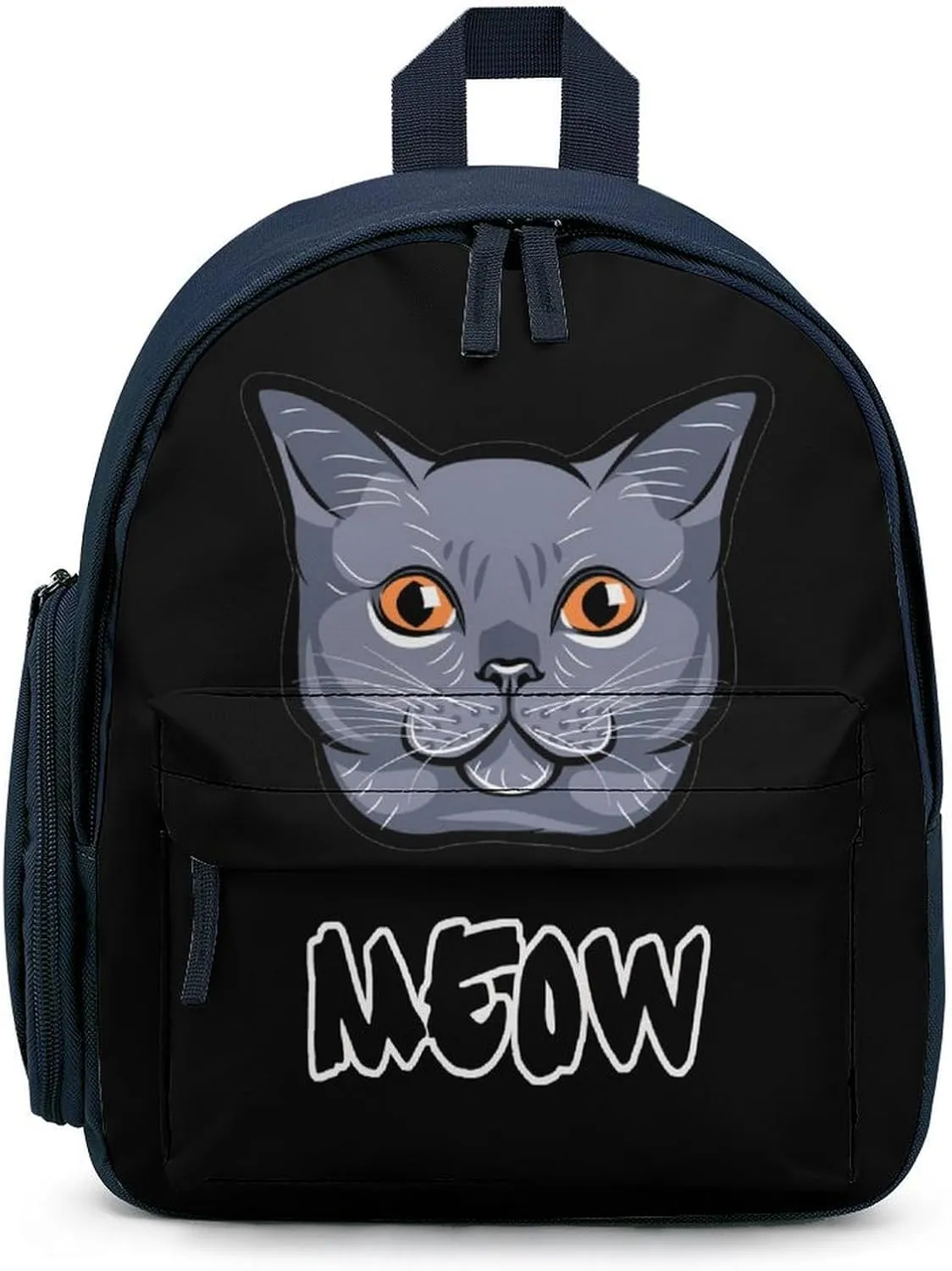British Shorthair Cat Face Simple Backpack Lightweight Cute Printing Shoulder Bag Family Travel Blue-style