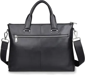 Business Briefcase Handbag, Simple Business Bag Leather Briefcase Shoulder Messenger Satchel Cowhide 15inch