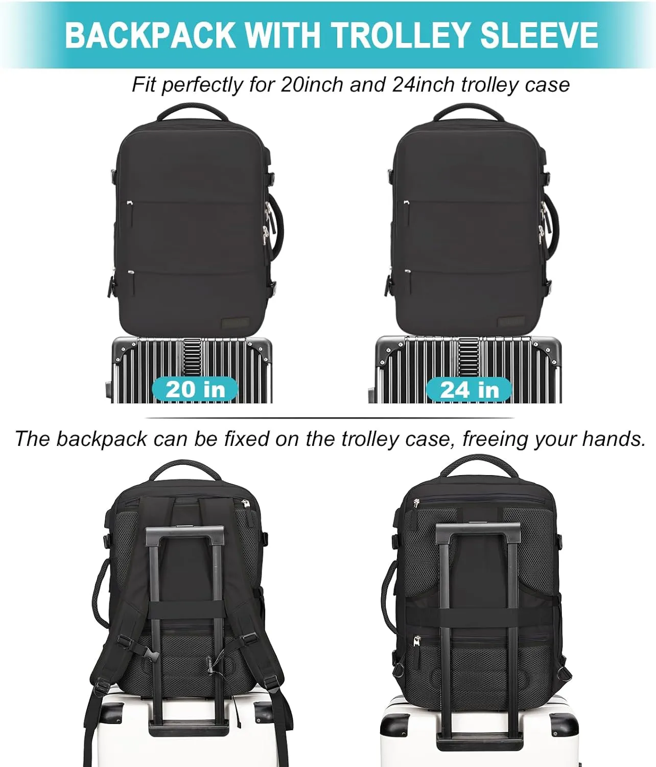 Carry On Backpack, 42L Flight Approved Travel Backpack for Men & Women, Airline Approved Gym & Business Laptop Daypack, Casual Daypack for Business & Weekend Hiking