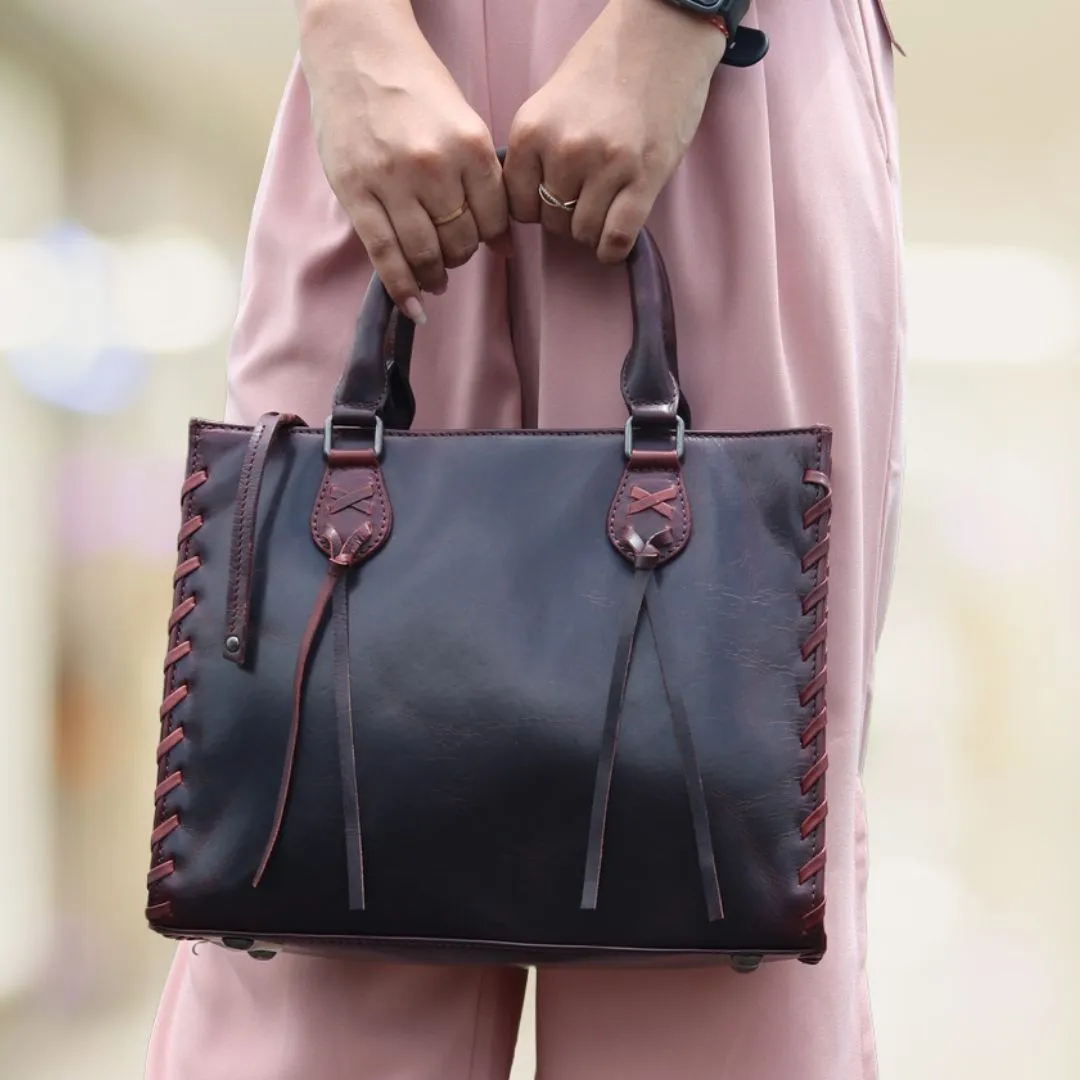 Emma Locking Leather Satchel