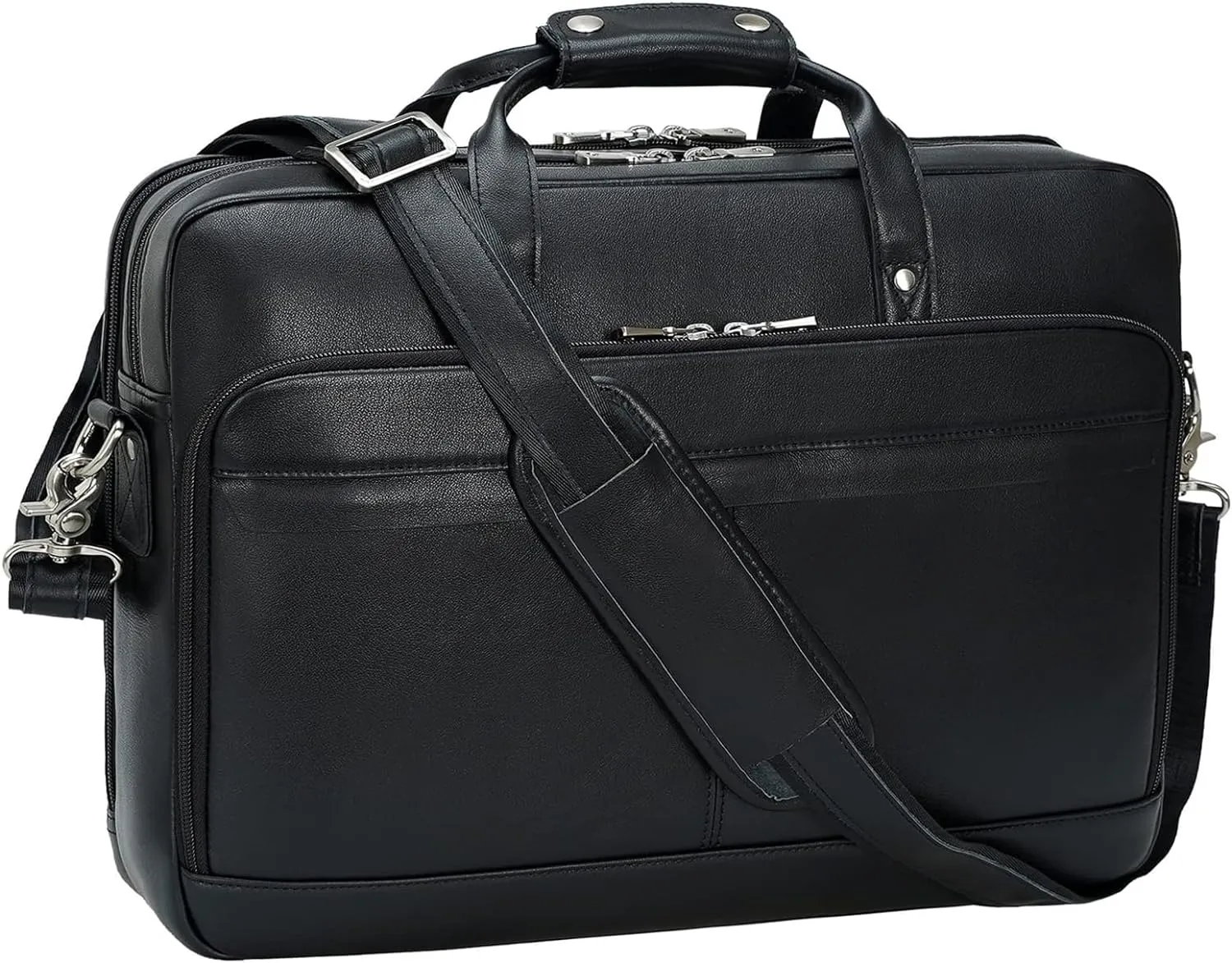 Leather Briefcase for Men 17 Inch Laptop Crossbody Shoulder Messenger Bag Attache Case for Business Travel Work Lawyer