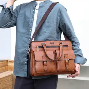 leather handbag shoulder zipper compartment men's stylish travelbag ✈️ free.shipping