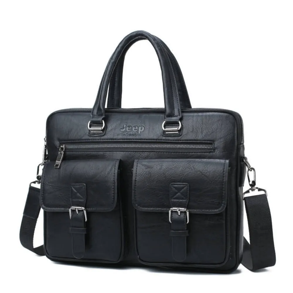 leather handbag shoulder zipper compartment men's stylish travelbag ✈️ free.shipping