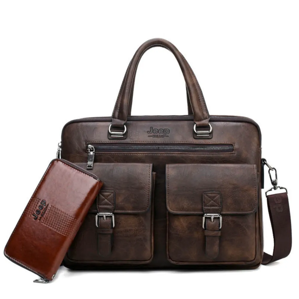 leather handbag shoulder zipper compartment men's stylish travelbag ✈️ free.shipping