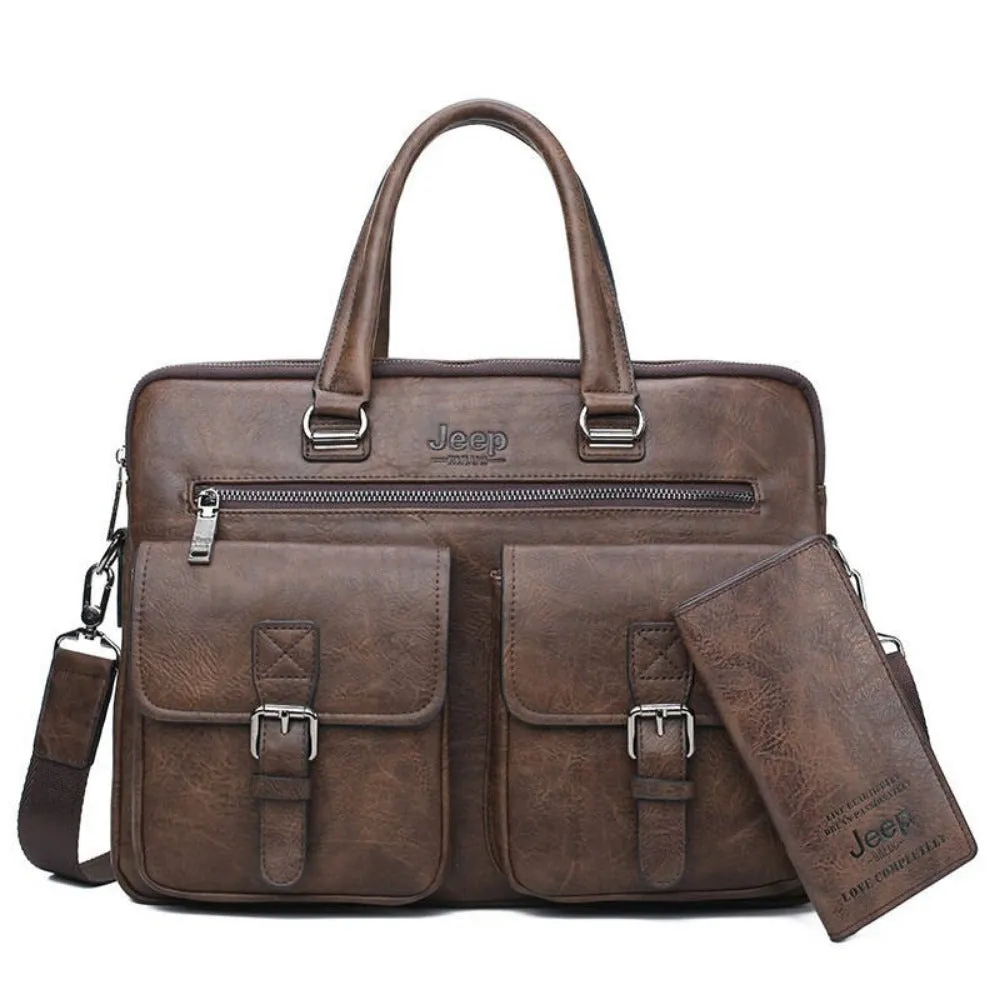 leather handbag shoulder zipper compartment men's stylish travelbag ✈️ free.shipping