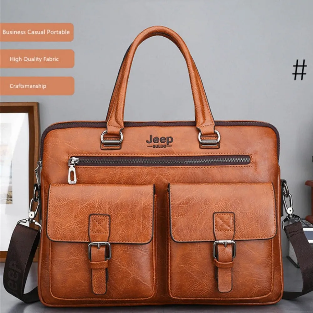 leather handbag shoulder zipper compartment men's stylish travelbag ✈️ free.shipping