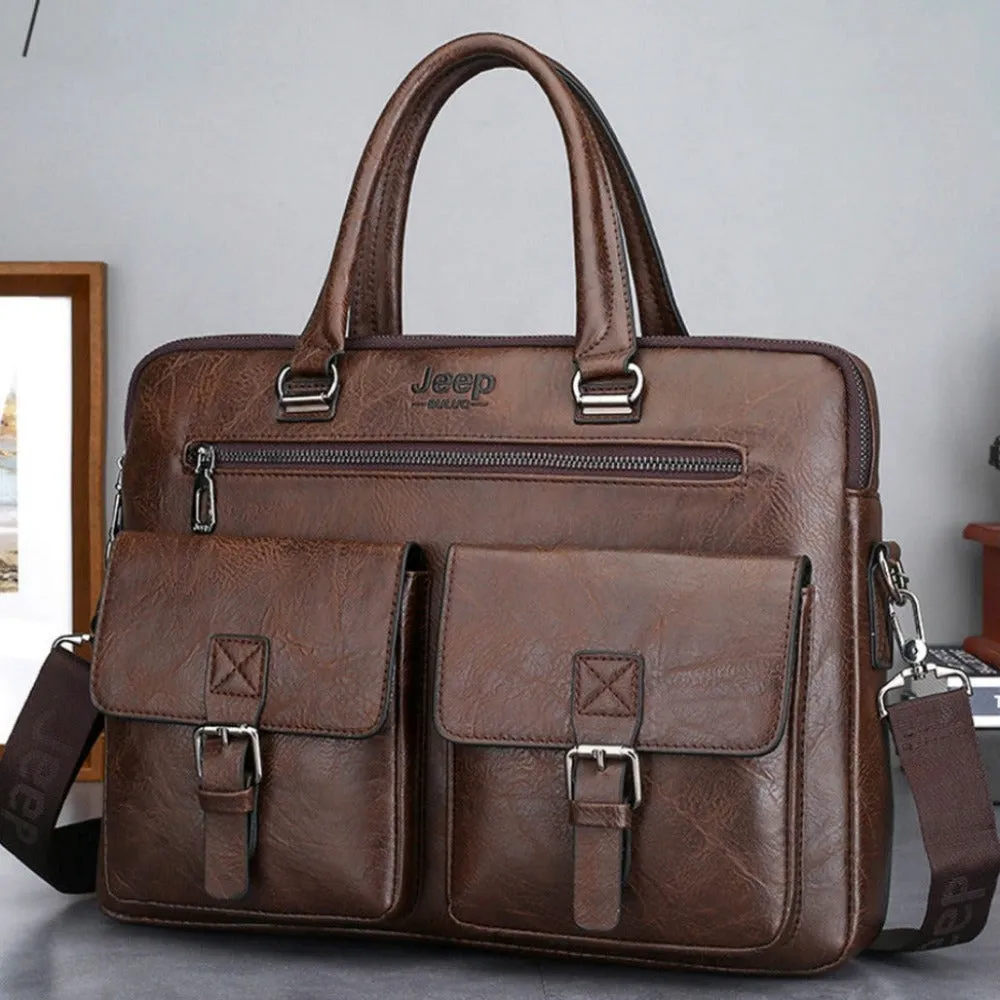 leather handbag shoulder zipper compartment men's stylish travelbag ✈️ free.shipping