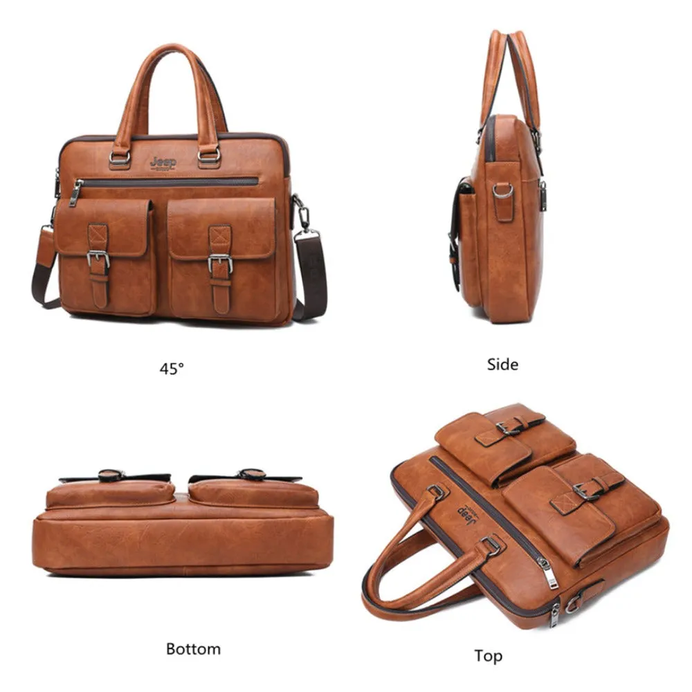 leather handbag shoulder zipper compartment men's stylish travelbag ✈️ free.shipping