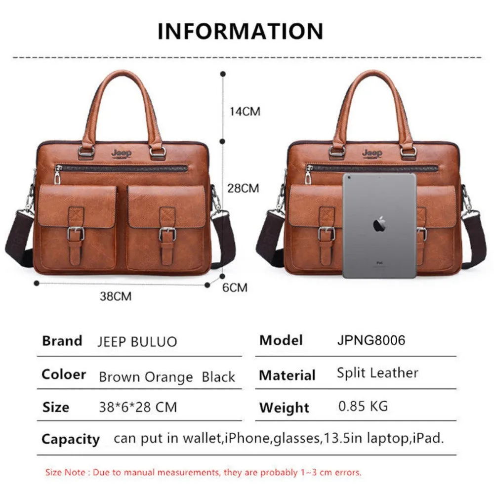 leather handbag shoulder zipper compartment men's stylish travelbag ✈️ free.shipping