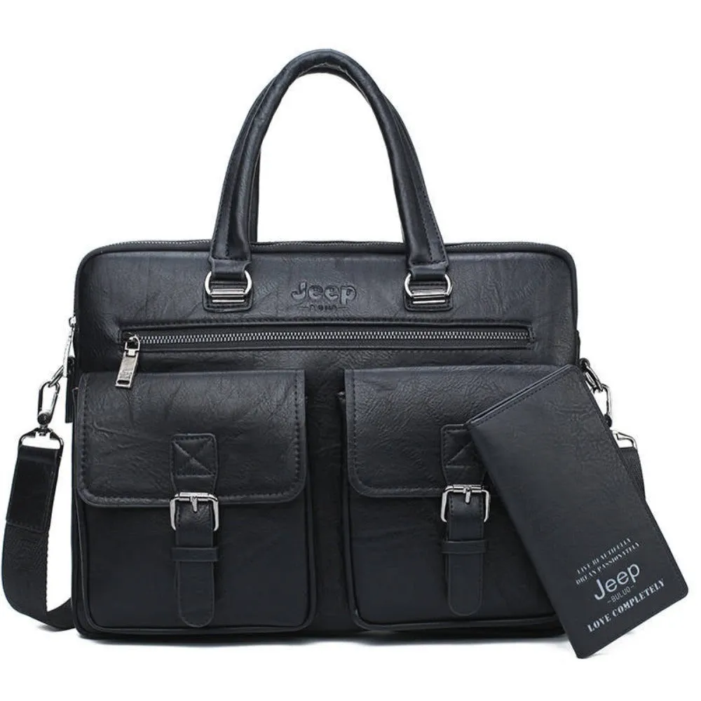 leather handbag shoulder zipper compartment men's stylish travelbag ✈️ free.shipping