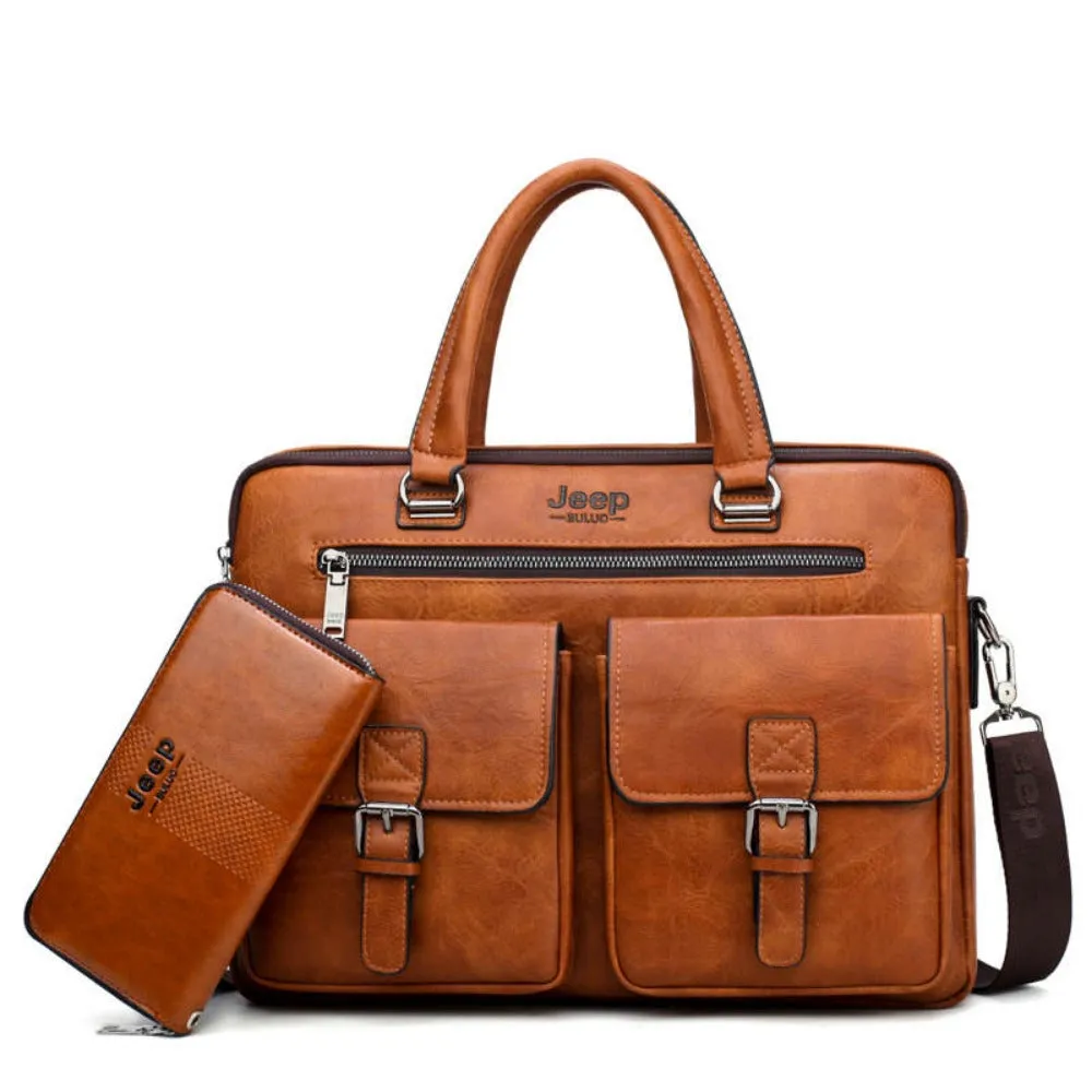 leather handbag shoulder zipper compartment men's stylish travelbag ✈️ free.shipping