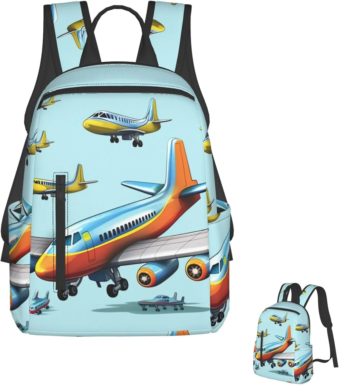 Lightweight Hiking Backpack Casual Laptop Backpack for Men Women Cartoon Airplane Bookbag Travel Daypack