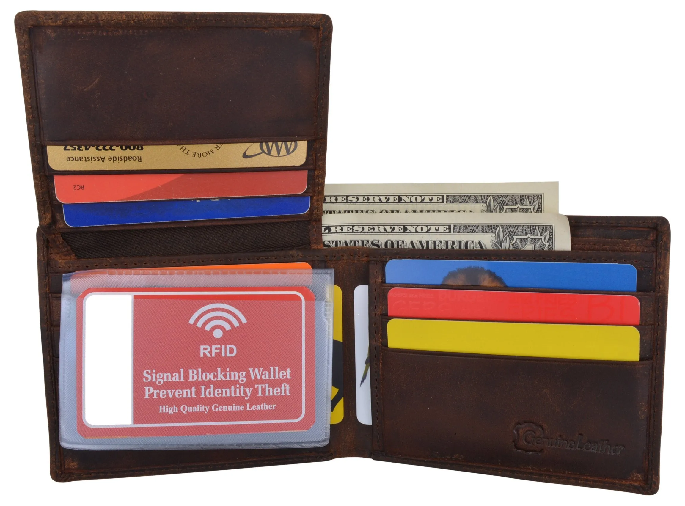 Los Angeles Mens RFID Genuine Leather Card ID Bifold Wallet /53HTC Los Angeles