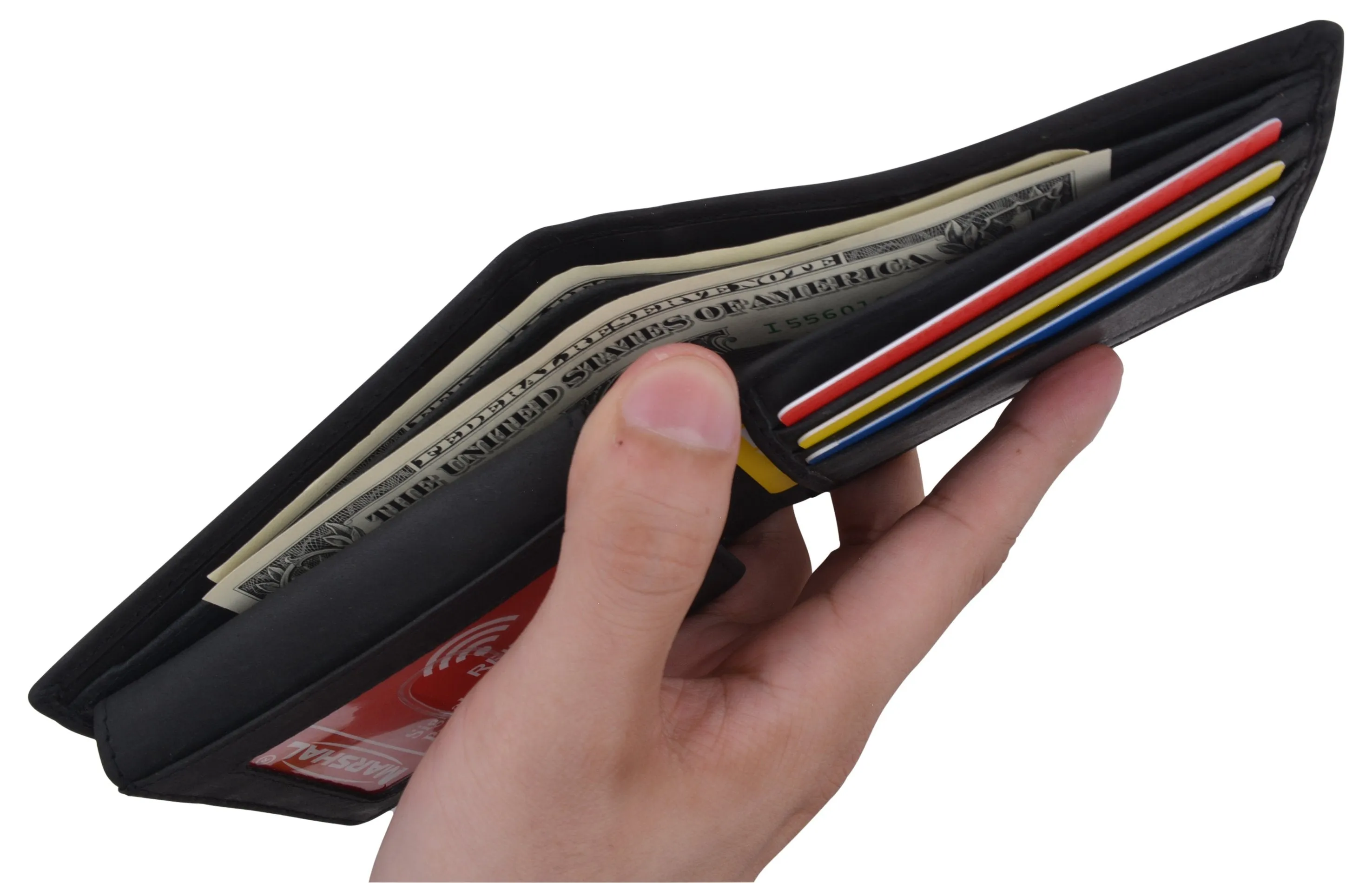 Los Angeles Mens RFID Genuine Leather Card ID Bifold Wallet /53HTC Los Angeles