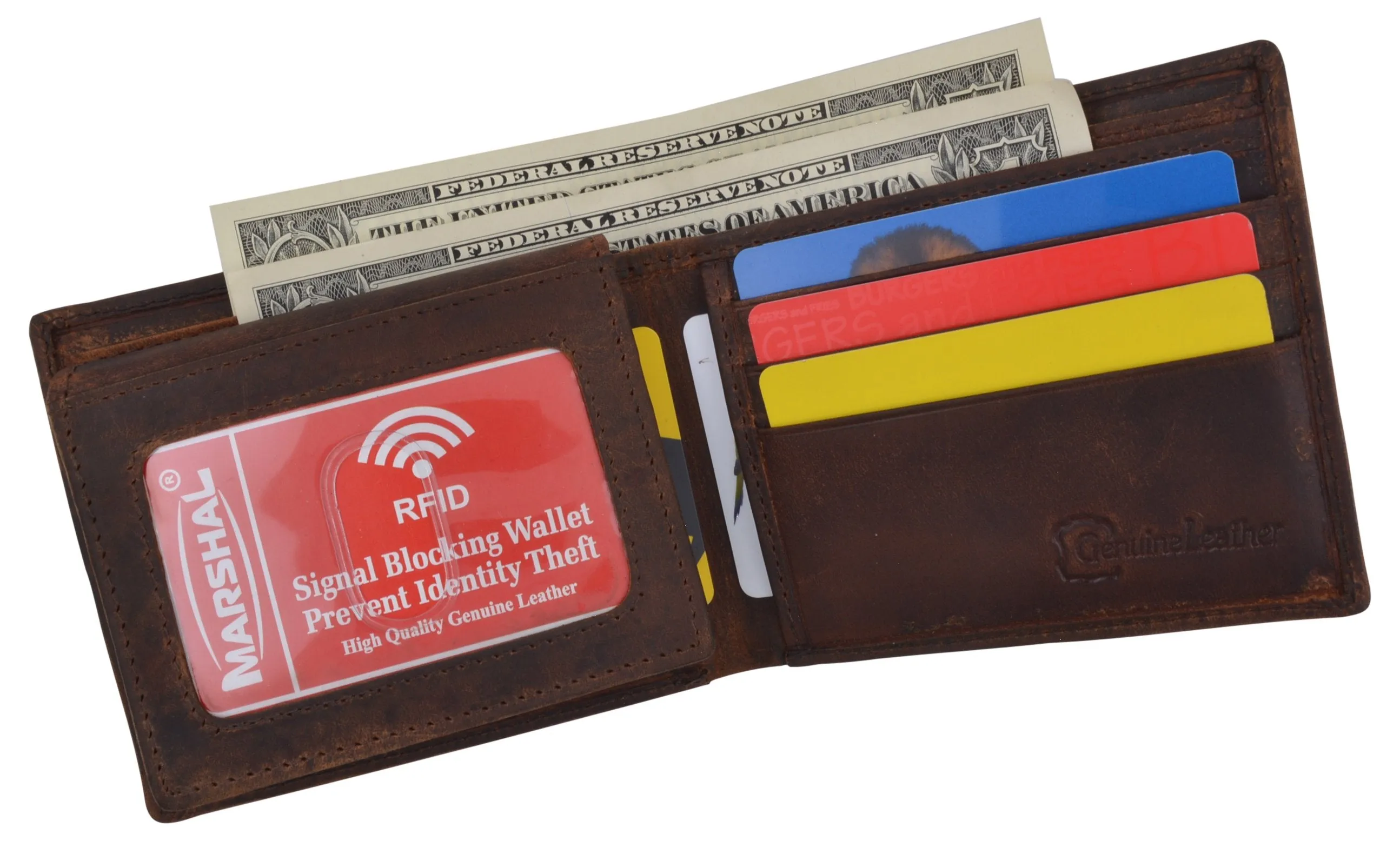 Los Angeles Mens RFID Genuine Leather Card ID Bifold Wallet /53HTC Los Angeles