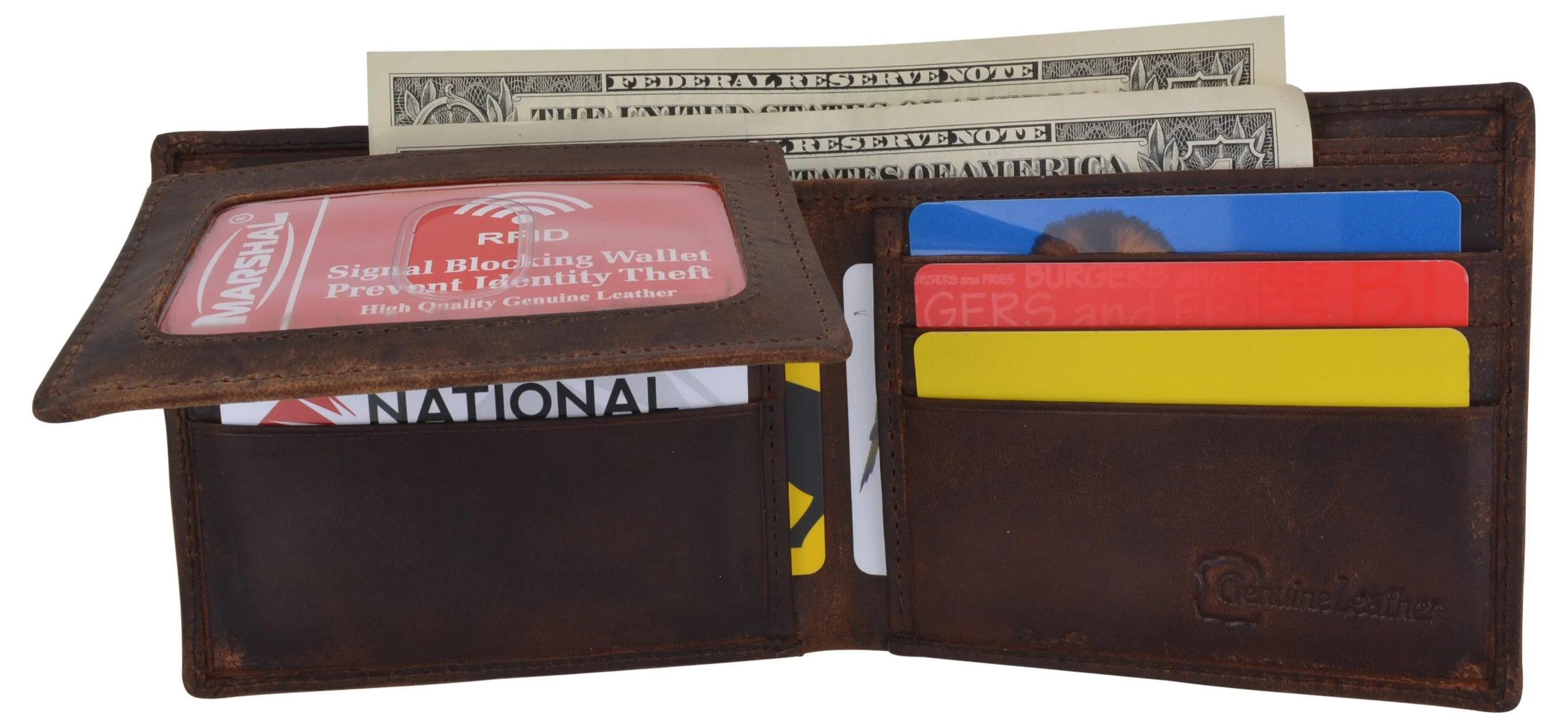 Los Angeles Mens RFID Genuine Leather Card ID Bifold Wallet /53HTC Los Angeles