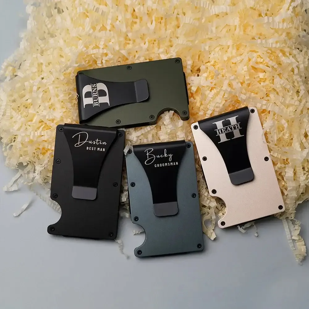 Men's Personalized RFID Blocking ID Wallet Money Clip