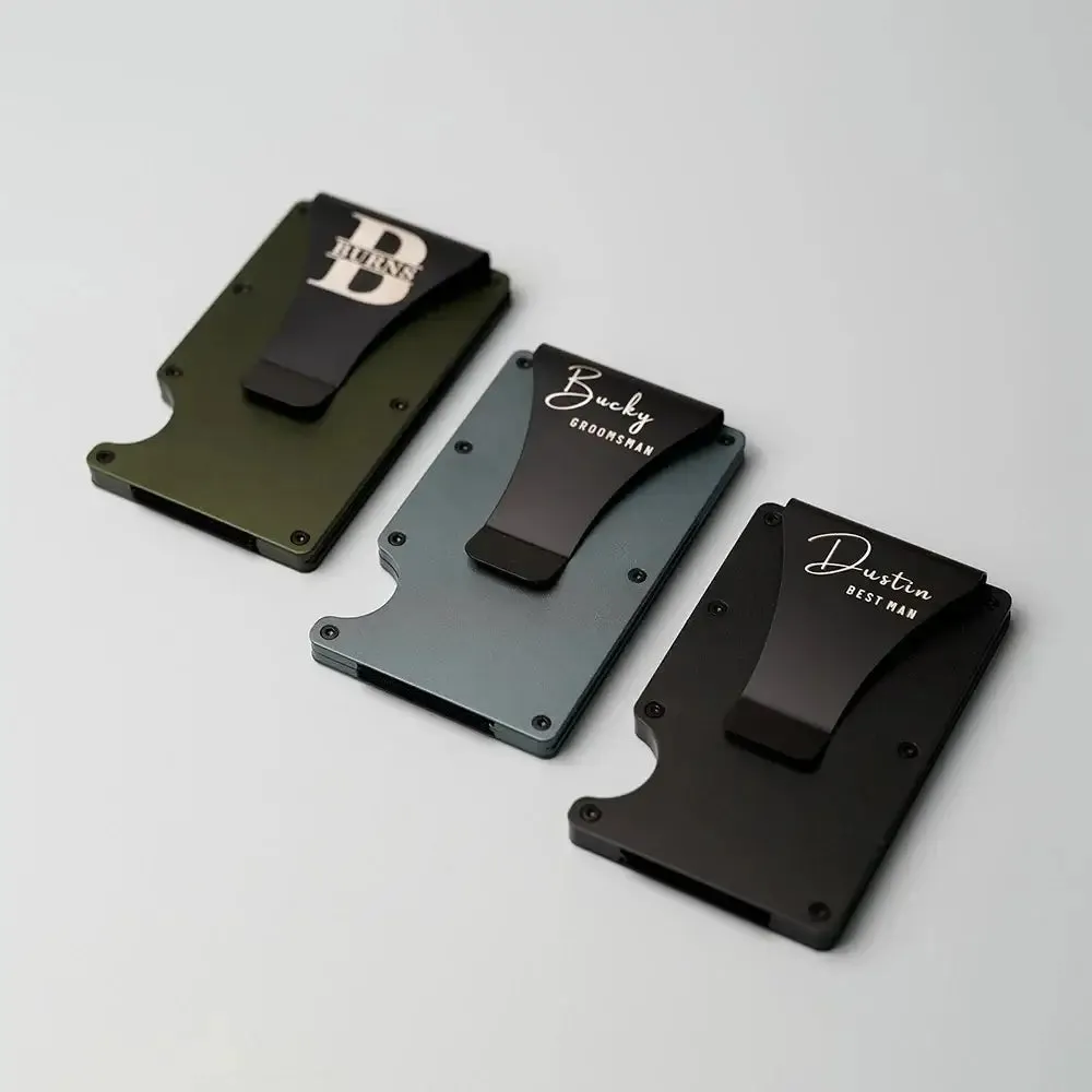 Men's Personalized RFID Blocking ID Wallet Money Clip