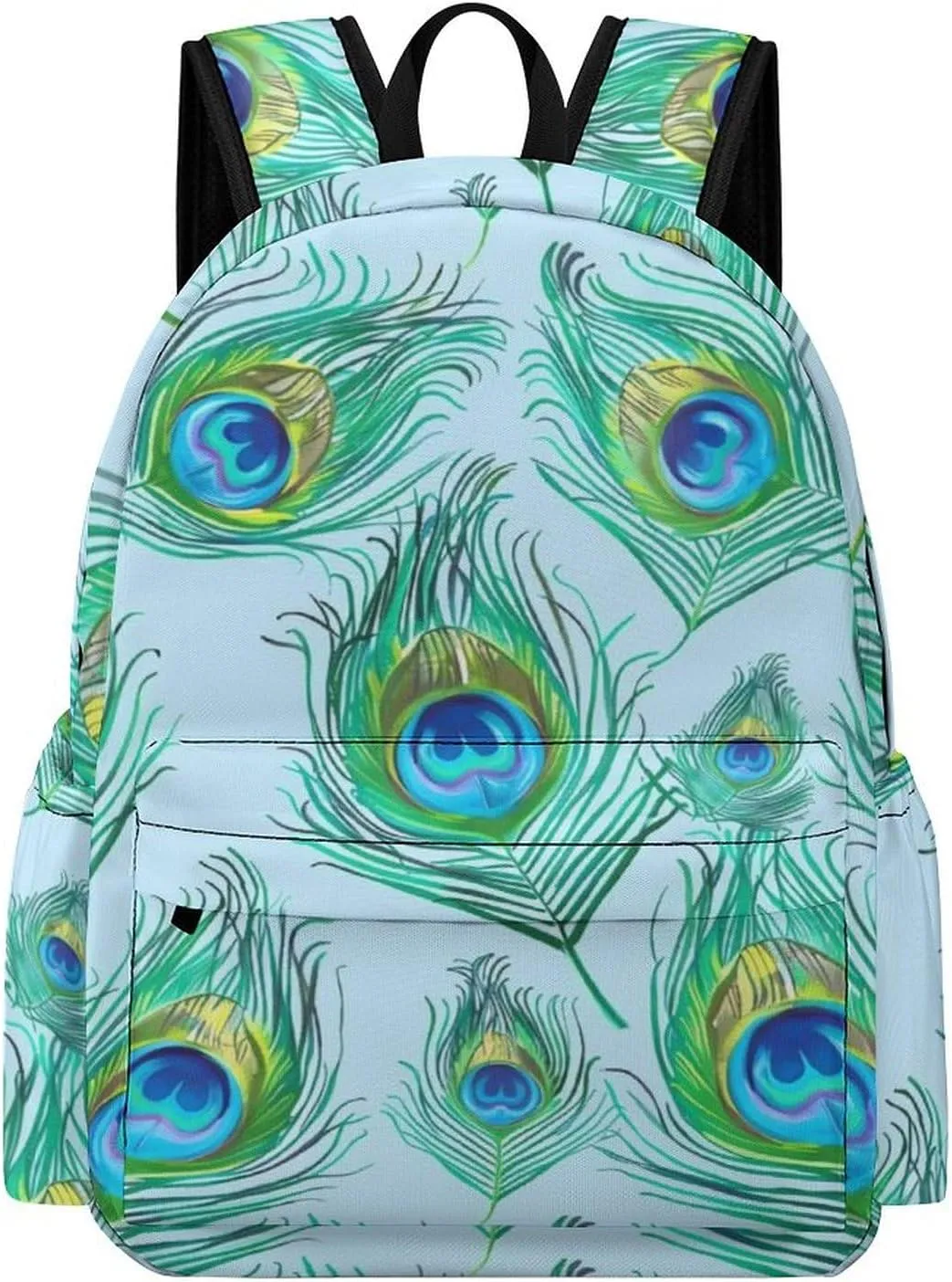 Peacock Feather Lightweight Backpack Travel Daypack Laptop Backpacks with 1 Main Compartment Front Utility Pocket