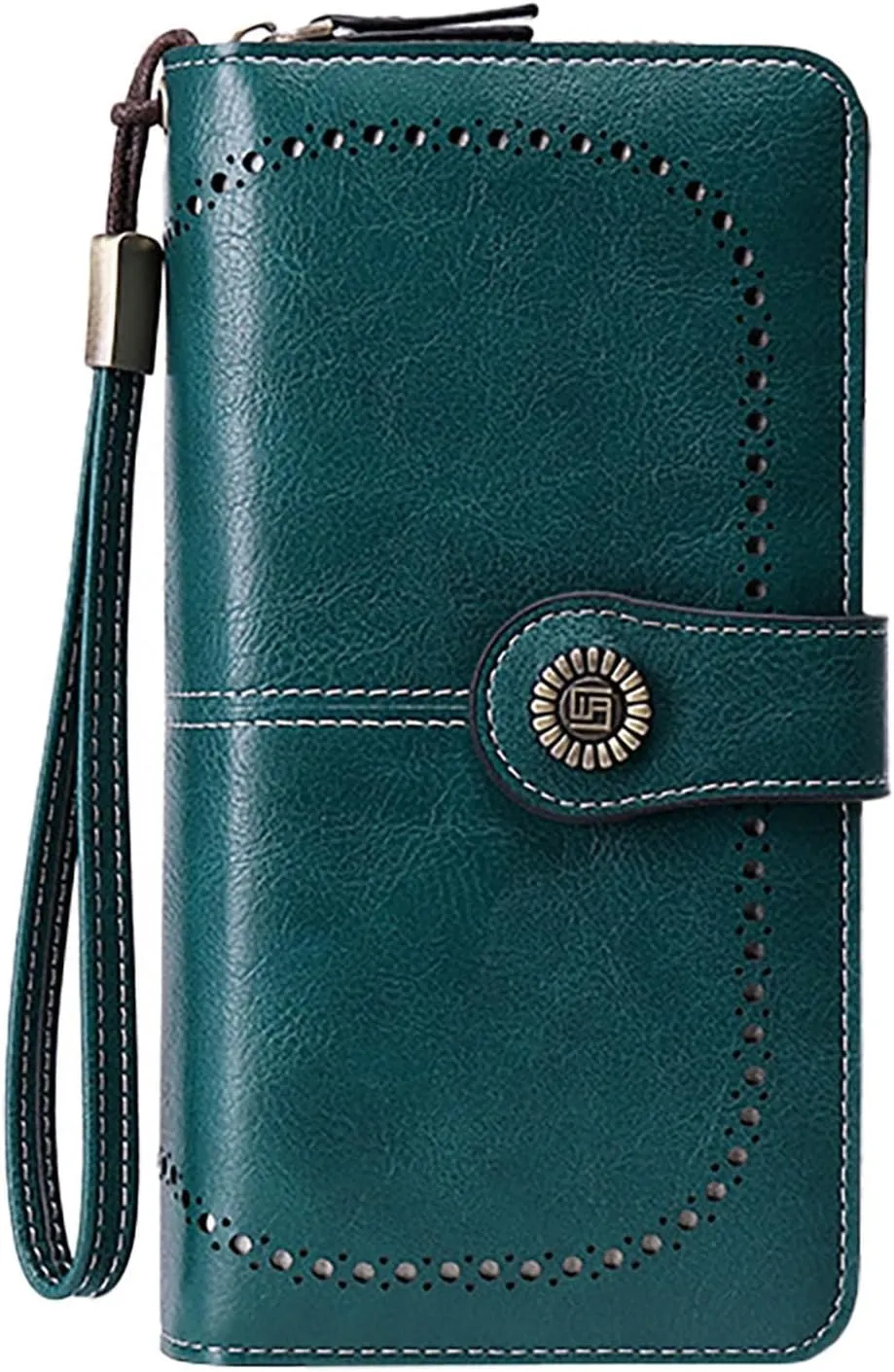 Rfid Wallet Women, Leather Wallet Wristlet, Bifold Large Capacity Zip Around Rfid Blocking Credit Card Holder Clutch Purses