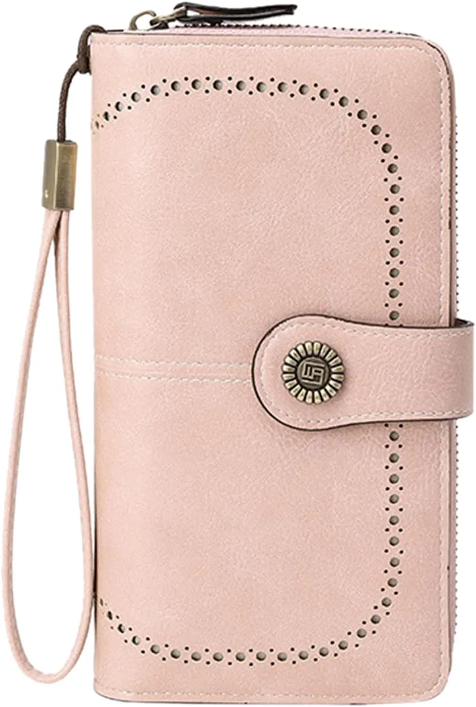 Rfid Wallet Women, Leather Wristlet Wallets, Zip Around Large Capacity Bifold Rfid Blocking Clutch Purses Credit Card Holder
