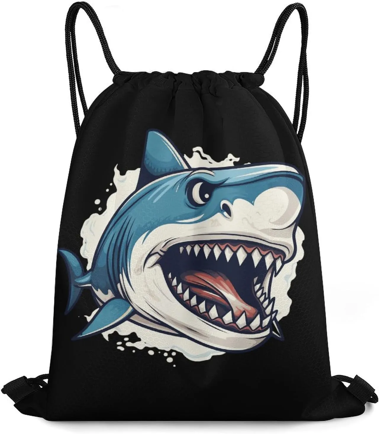 Shark Drawstring Backpack Lightweight String Bag Sports Sackpack Cinch Bags for Gym Travel