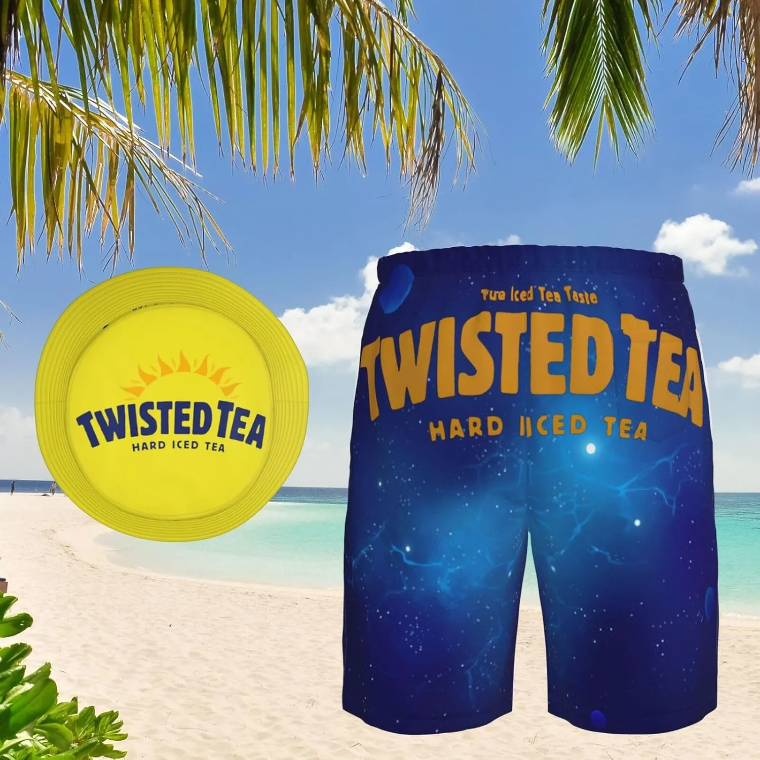 T-Wisted T-Ea Men'S Beach Combo: Packable Bucket Hat&Quick Dry Shorts¨CTrendy Print Fisherman Cap & Drawstring Swim Trunks