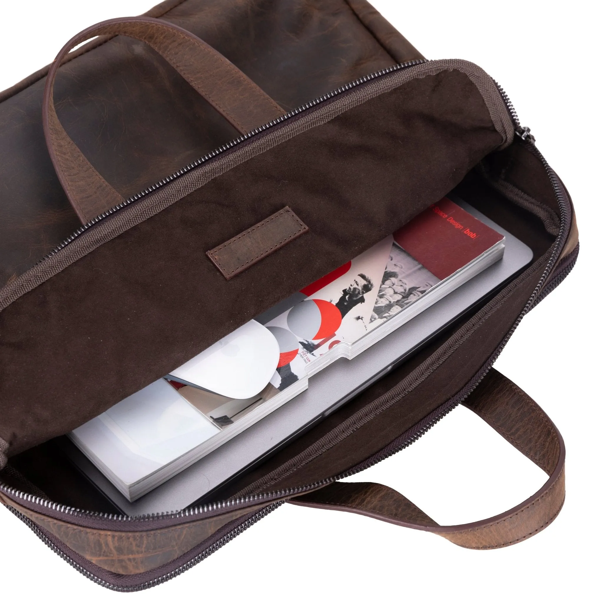 Thasos Leather Business Briefcase / Laptop Case 16", Distressed Coffee