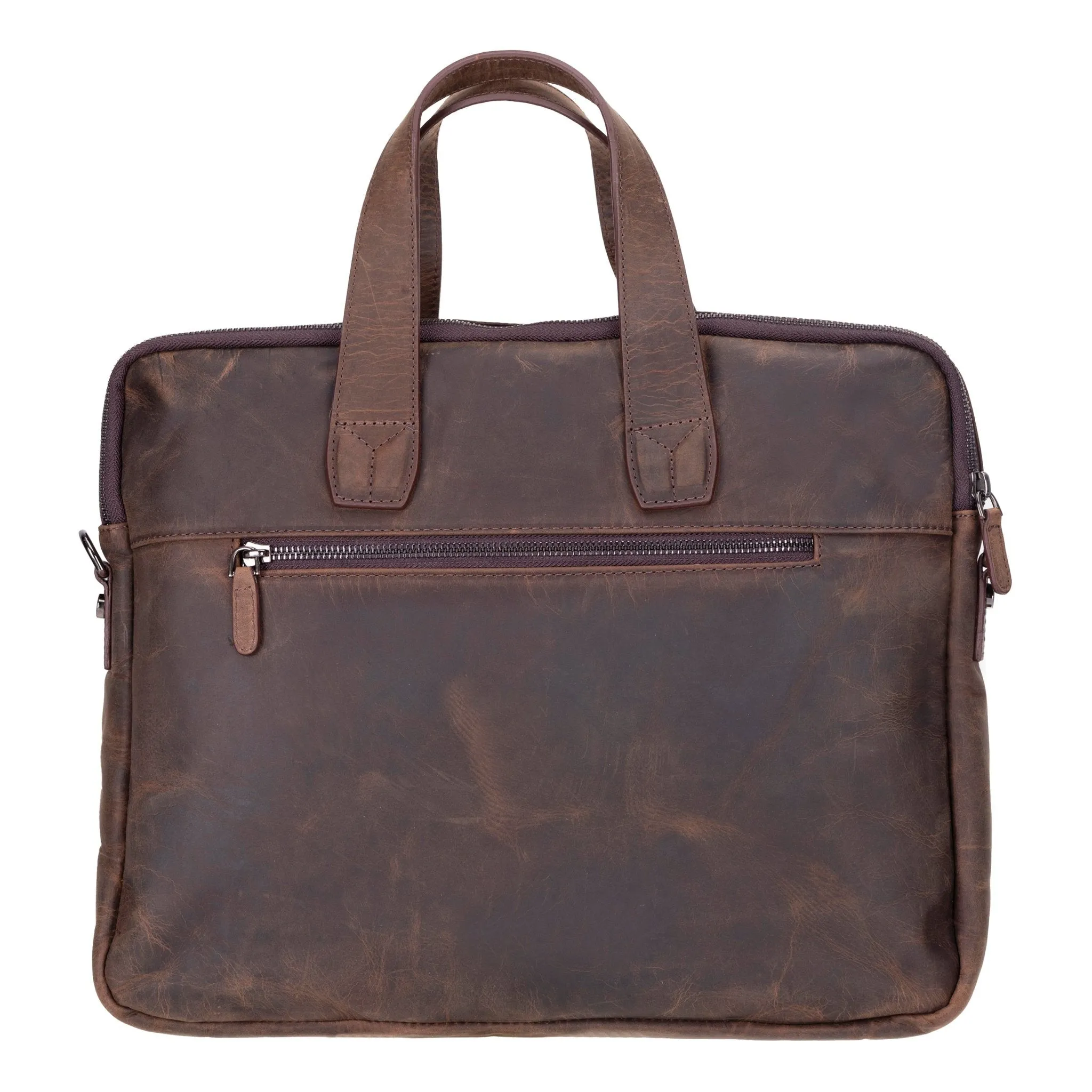 Thasos Leather Business Briefcase / Laptop Case 16", Distressed Coffee