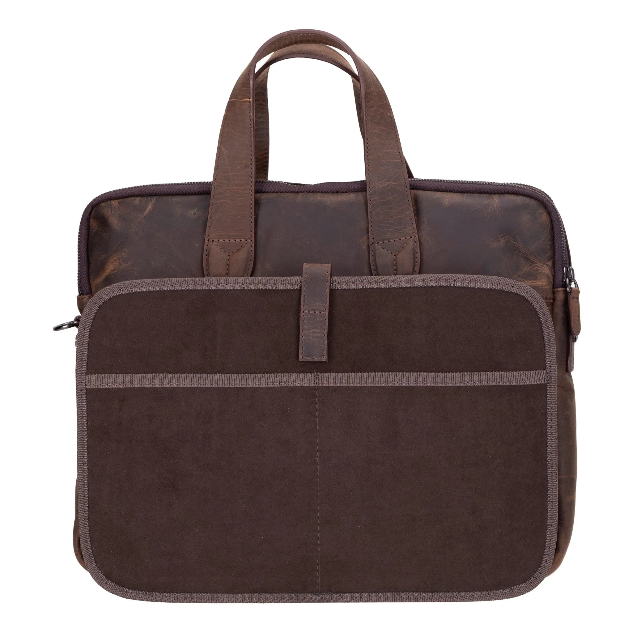 Thasos Leather Business Briefcase / Laptop Case 16", Distressed Coffee