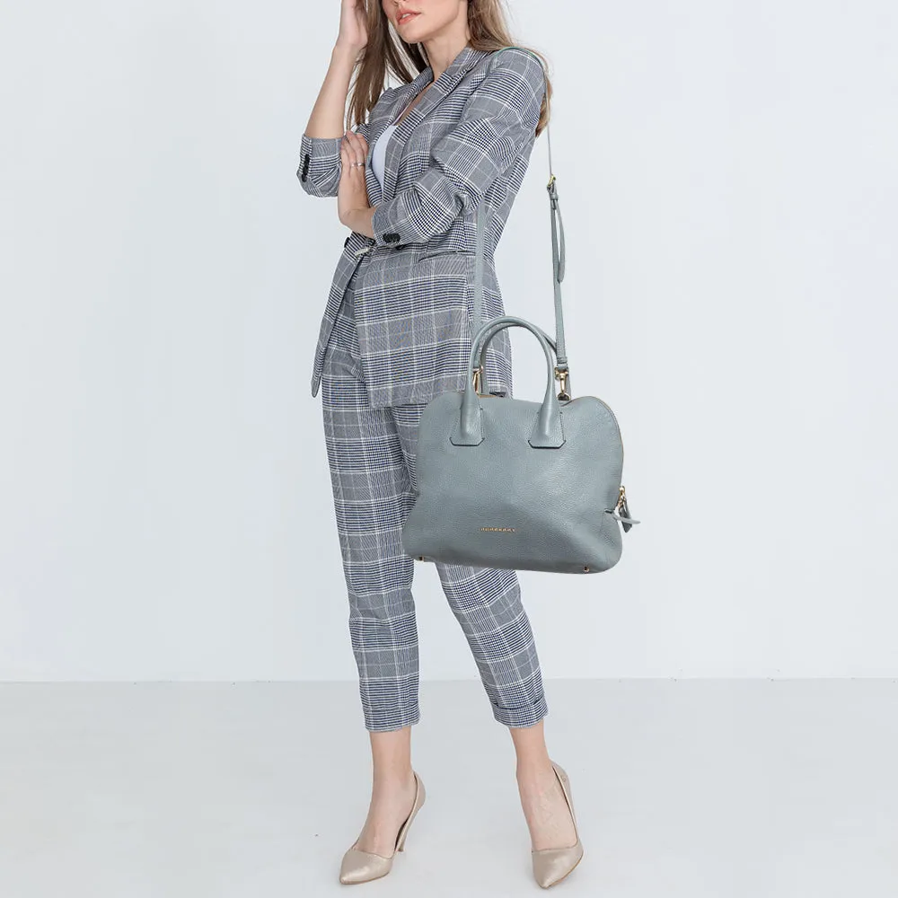Trendy Inspired Burberry Light Blue Leather Greenwood Satchel