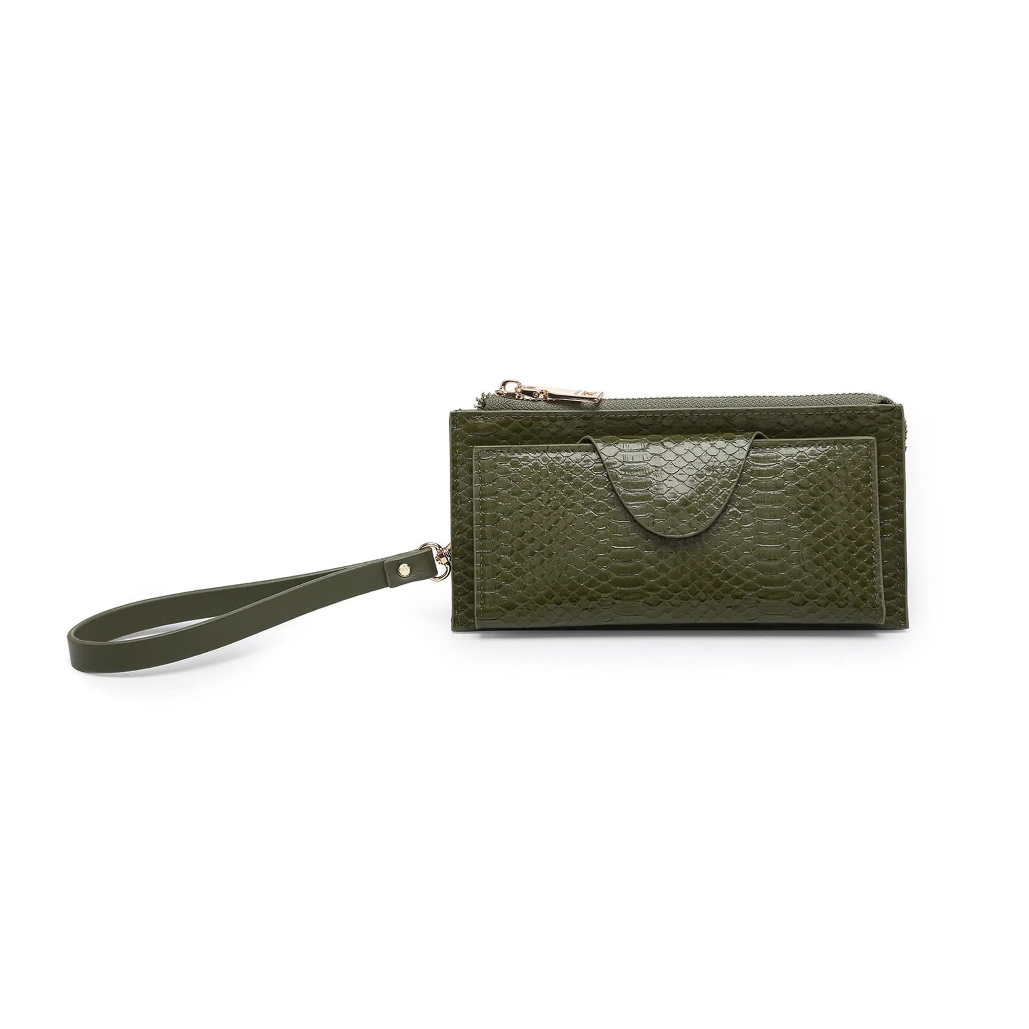 WL0004SNK Kyla Snake RFID Wallet w/ Snap and Zip Closure