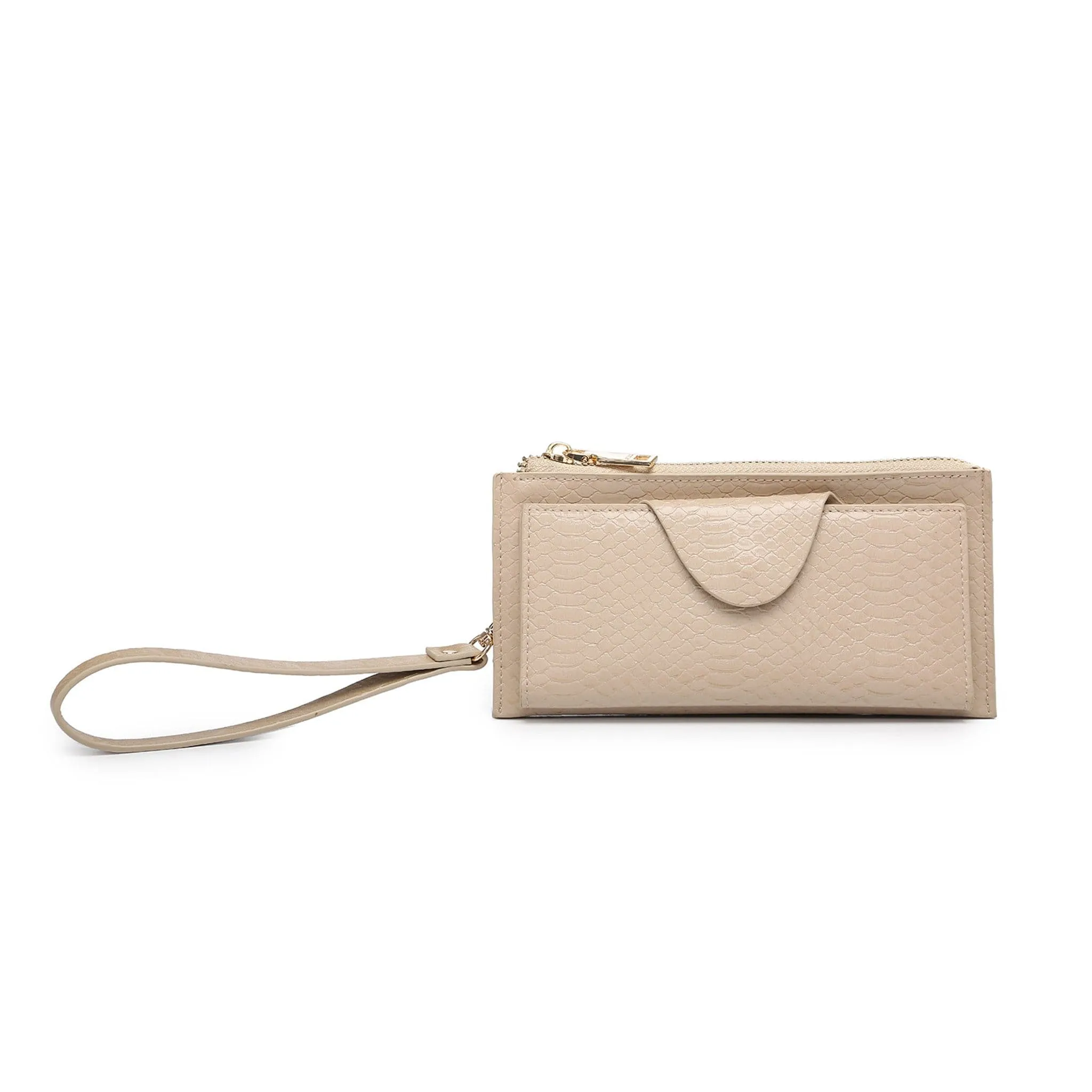 WL0004SNK Kyla Snake RFID Wallet w/ Snap and Zip Closure