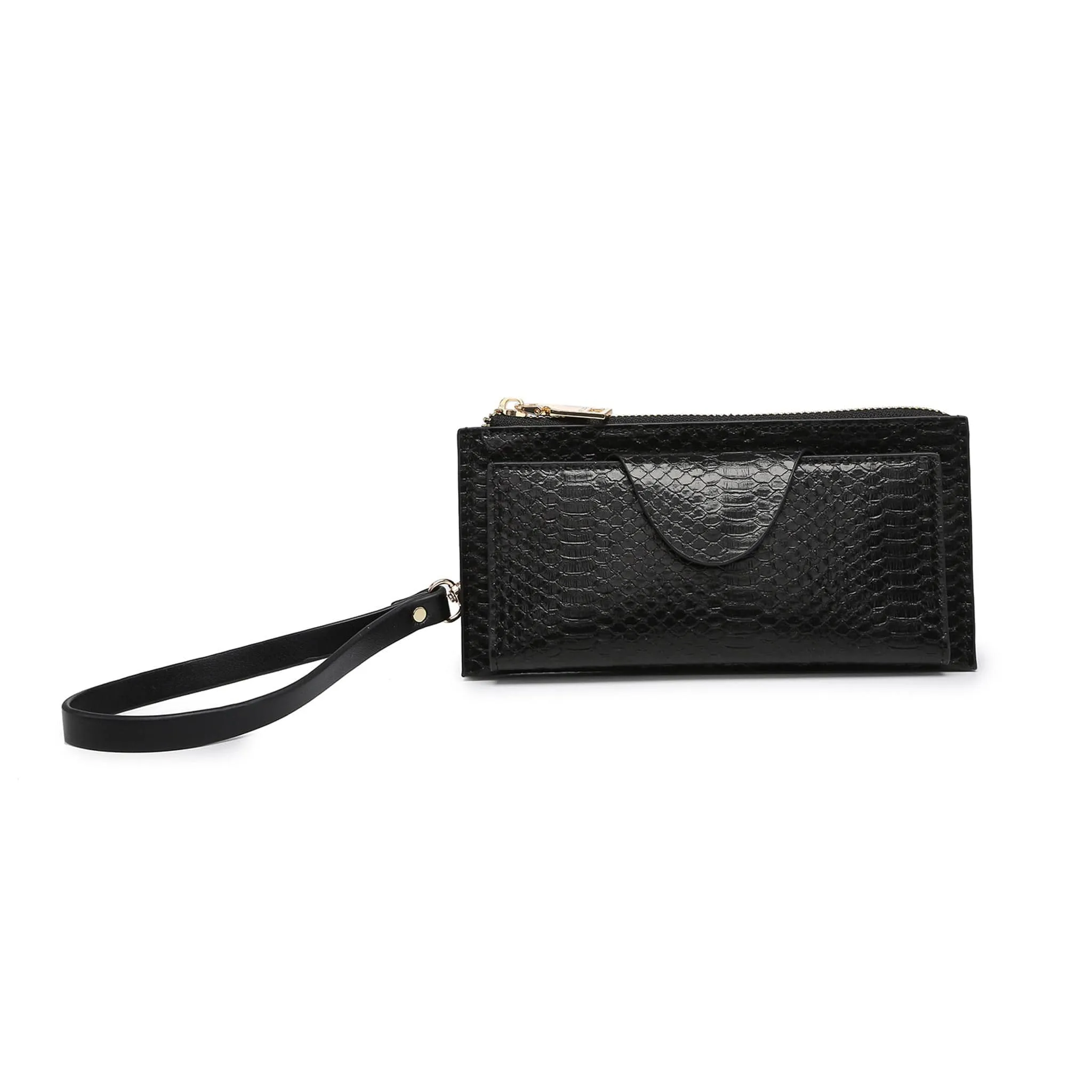 WL0004SNK Kyla Snake RFID Wallet w/ Snap and Zip Closure